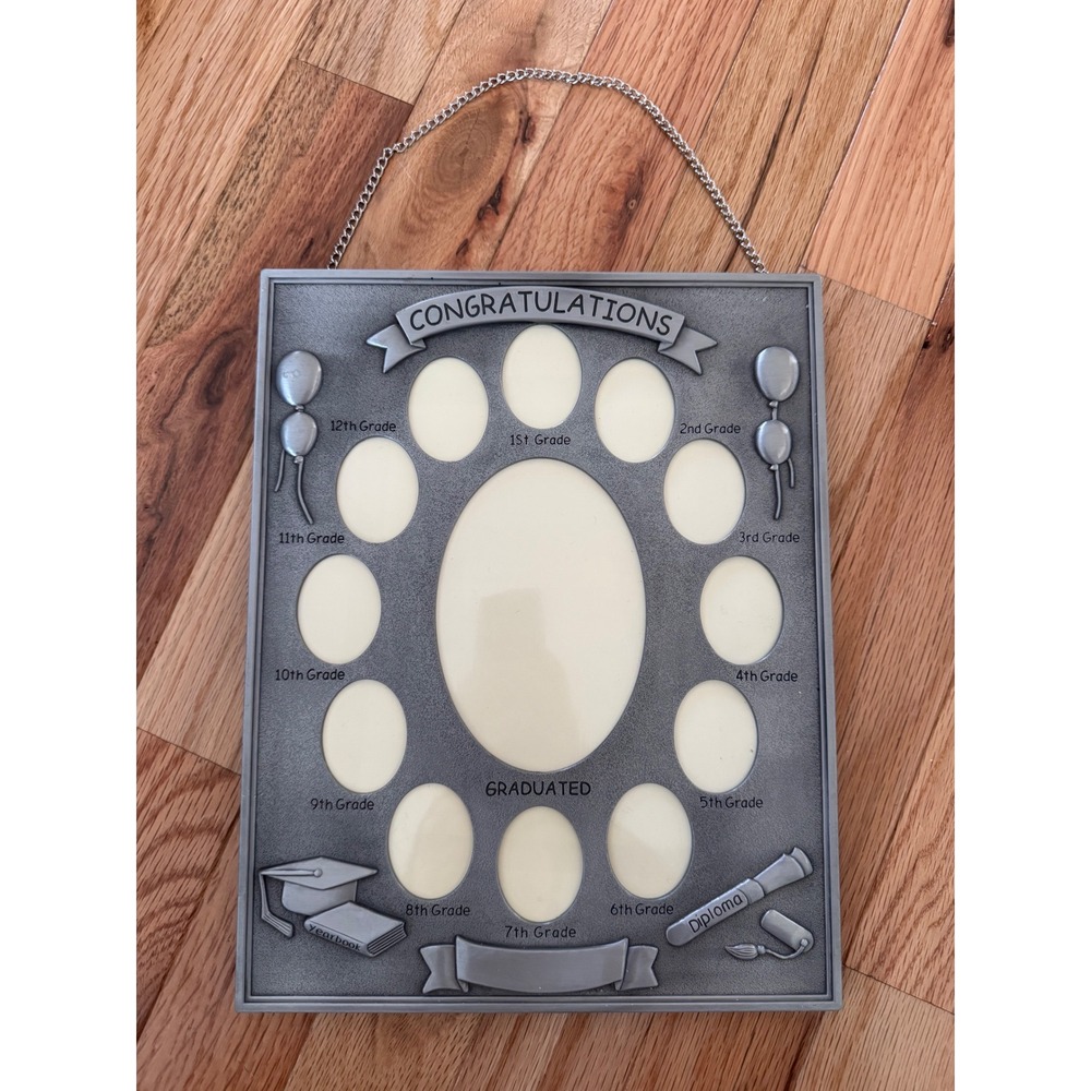 Pewter Tone School Years K-12 Graduation Photo Frame Wall or Tabletop Display